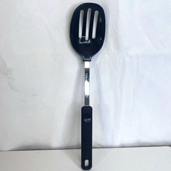 EKCO Slotted Serving Spoon Plastic Handle USA 400 Degree Max 7 Nylon VTG Black - Picture 1 of 10